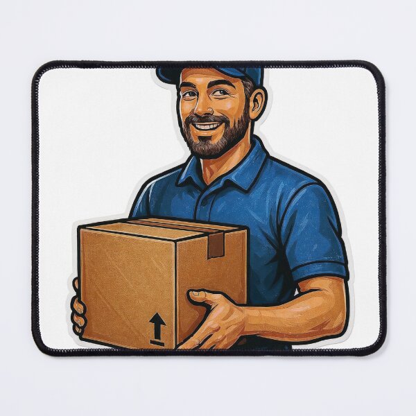 Item preview, Clipart Illustration of Delivery Worker Holding a Cardboard Box designed and sold by Creative88Art.