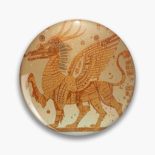 Item preview, Goldenhititite dragon motif in drop shape -myhical anatolian desing  designed and sold by Raindreamart.