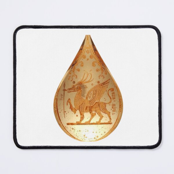 Item preview, Goldenhititite dragon motif in drop shape -myhical anatolian desing designed and sold by Raindreamart.