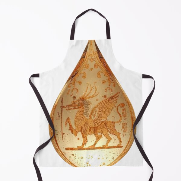 Item preview, Goldenhititite dragon motif in drop shape -myhical anatolian desing designed and sold by Raindreamart.