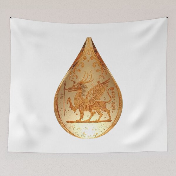 Item preview, Goldenhititite dragon motif in drop shape -myhical anatolian desing  designed and sold by Raindreamart.