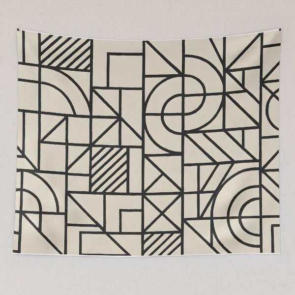 Item preview, Beige Black Geometric Line Pattern designed and sold by SassyArtistry.