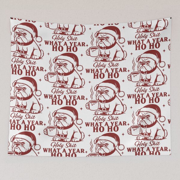 Item preview, Ho Ho Holy Shit What A Year - Pug Santa Christmas designed and sold by Belhbib Art ⭐⭐⭐⭐⭐.