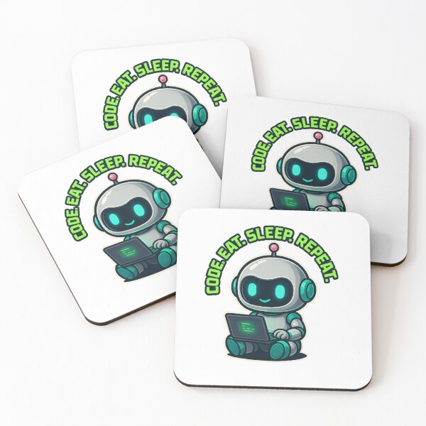 Item preview, Code. Eat. Sleep. Repeat. | Cute Robot Cartoon designed and sold by Designforyou86.