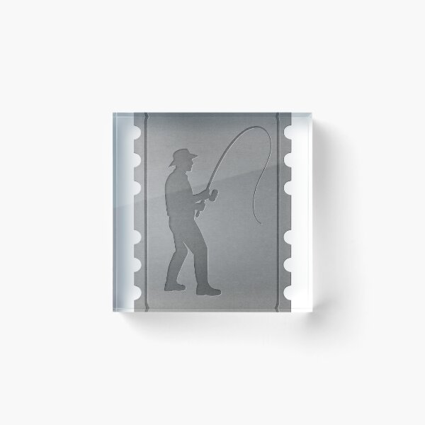 Item preview, Metallic Stamp Design with Fishing Silhouette and Perforated Edges designed and sold by Creative88Art.