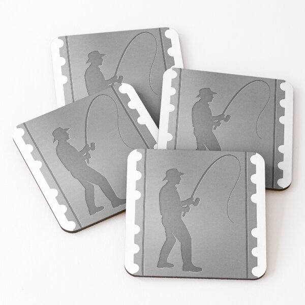Item preview, Metallic Stamp Design with Fishing Silhouette and Perforated Edges designed and sold by Creative88Art.