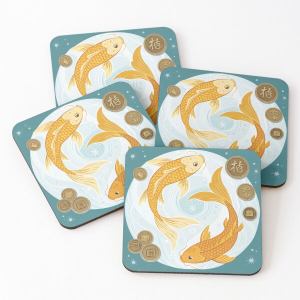 Item preview, Twin Koi fish for luck with golden coins . designed and sold by Lucky 777.