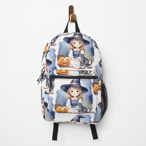 Item preview, Halloween witch, little girl with cat and pumpkin dark blonde designed and sold by LiskoDesign.