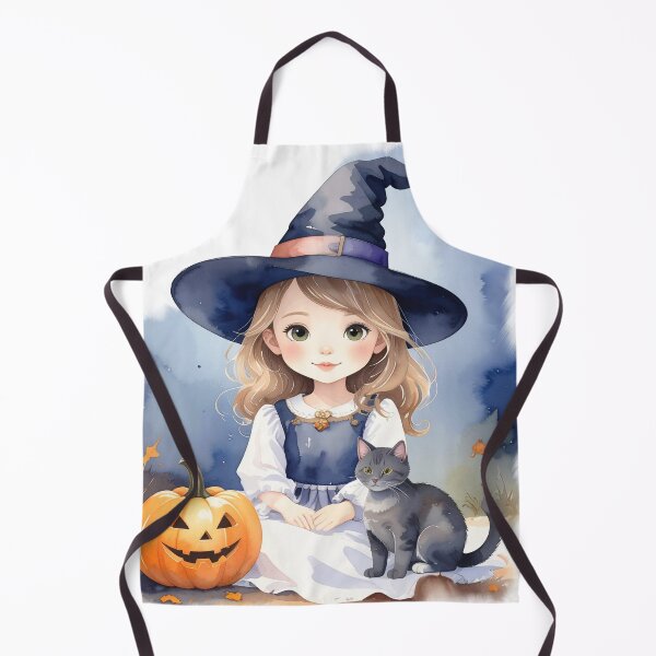Item preview, Halloween witch, little girl with cat and pumpkin dark blonde designed and sold by LiskoDesign.
