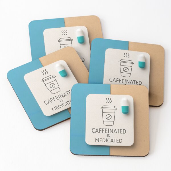 Item preview, Caffeinated and Medicated designed and sold by FluffyPeels.
