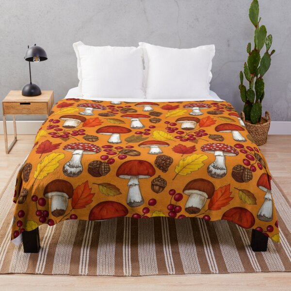 Item preview, Autumn Mushrooms and Leaves Motif designed and sold by SplashTastic.