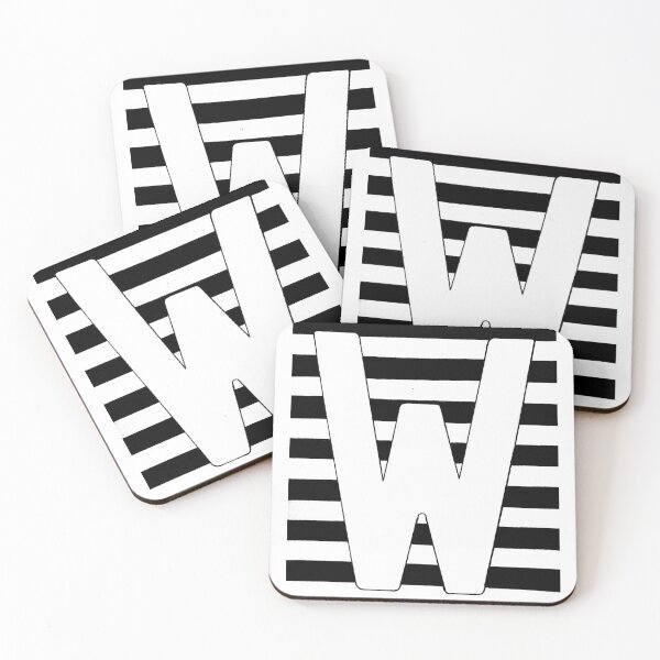 Item preview, Bold Letter W on Black and white Stripes - Minimalist Monogram designed and sold by GTeoArt.