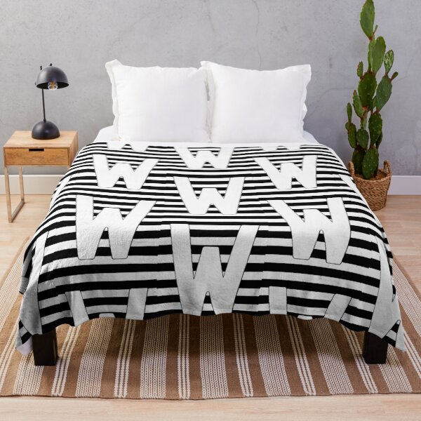 Item preview, Bold Letter W on Black and white Stripes - Minimalist Monogram designed and sold by GTeoArt.