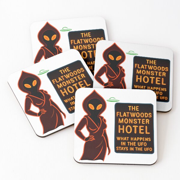 Item preview, Flatwoods Monster Hotel – Neon UFO Cryptid Sign designed and sold by Folk Bestiary.