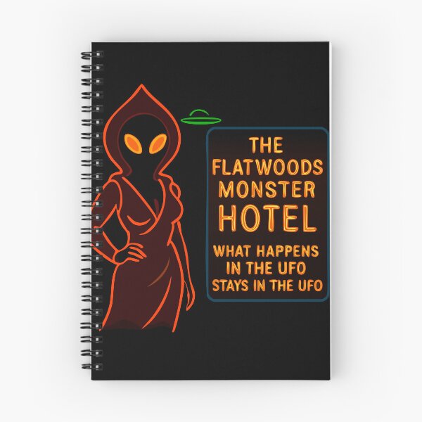 Item preview, Flatwoods Monster Hotel – Neon UFO Cryptid Sign designed and sold by Folk Bestiary.