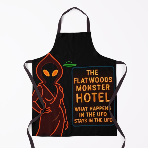 Item preview, Flatwoods Monster Hotel – Neon UFO Cryptid Sign designed and sold by Folk Bestiary.