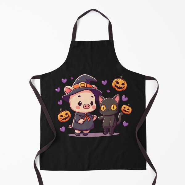 Item preview, Magical Night Duo – Cute Chibi Pig Witch with Black Cat Kawaii Halloween Design designed and sold by ColorSplash123.