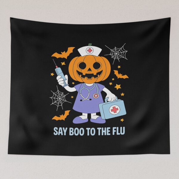 Item preview, Dile buu a la enfermera de la gripe Equipo de calabazas de la vacuna de Halloween designed and sold by JonBarnes22.