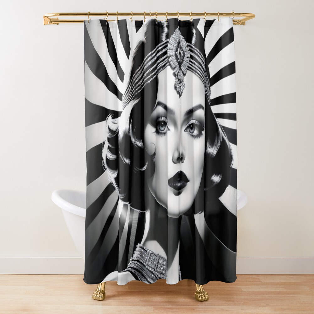 Radiant Glamour Of The Bygone Era Beauty Lanthia Valariana Mesmerizing AI Concept Art by Xzendor7 Decorative Art Print Shower Curtain