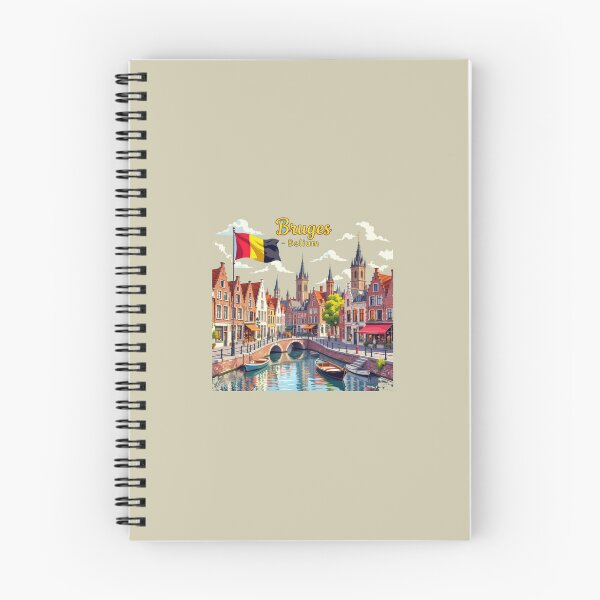 Item preview, Charming 3D Sketch of Bruges Belgium Cityscape with Flag,  designed and sold by PaintMeWorld.