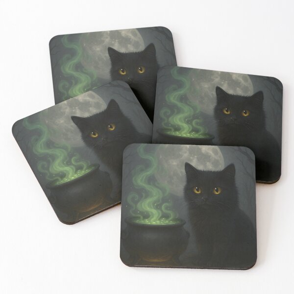 Item preview, Black Cat with Magic Cauldron Halloween Art designed and sold by Nguyenvanhai.