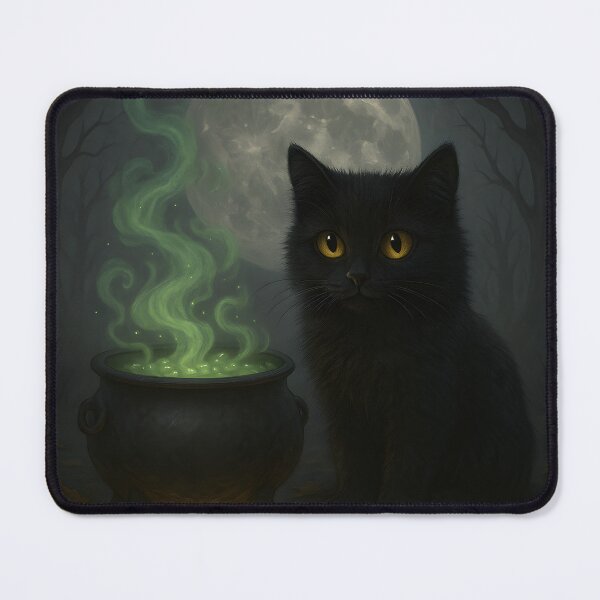 Item preview, Black Cat with Magic Cauldron Halloween Art designed and sold by Nguyenvanhai.