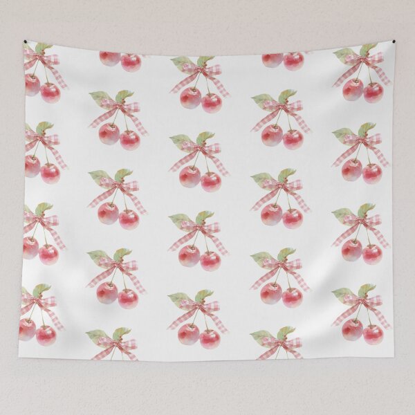 Item preview, pair of cherries with bow designed and sold by viviofthevalley.