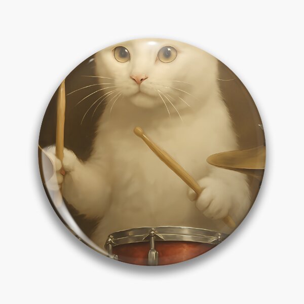 Item preview,  White Cat Drumming On A Drum Set designed and sold by CosteDecu.