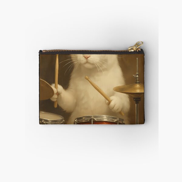 Item preview,  White Cat Drumming On A Drum Set designed and sold by CosteDecu.