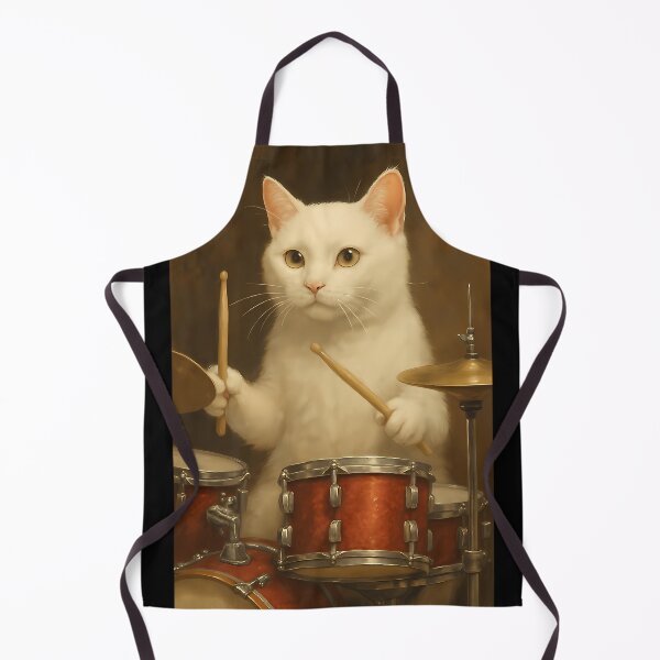 Item preview,  White Cat Drumming On A Drum Set designed and sold by CosteDecu.