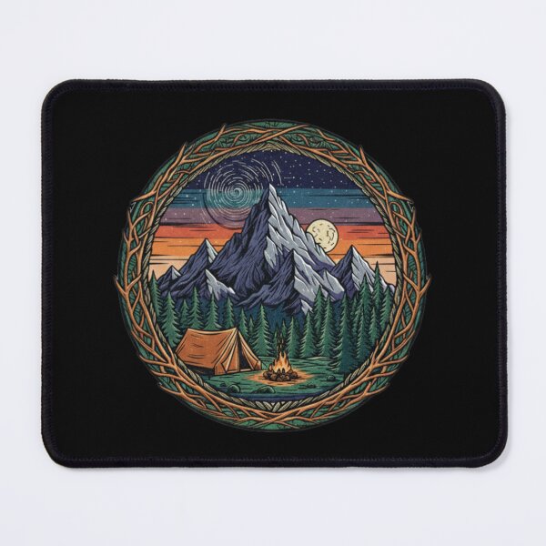 Item preview, Mountain Camping Under Moonlight – Wilderness Tent & Campfire Scene designed and sold by Cloud-Riders.