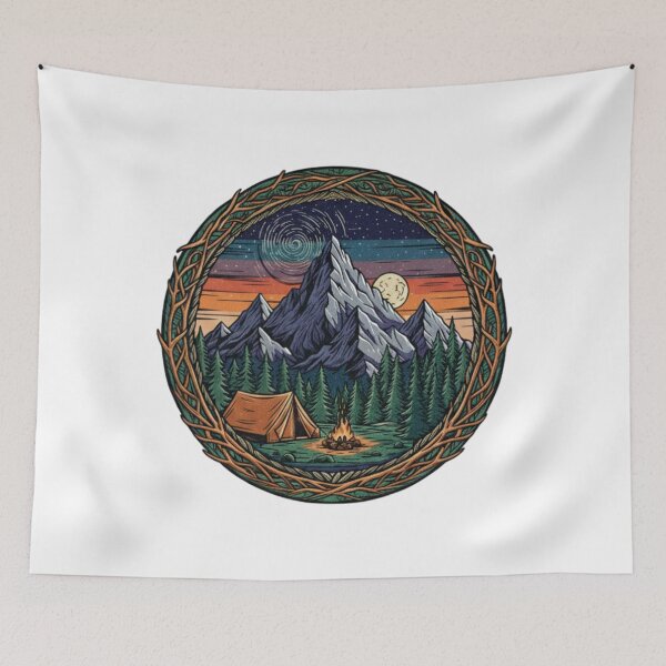 Item preview, Mountain Camping Under Moonlight – Wilderness Tent & Campfire Scene designed and sold by Cloud-Riders.