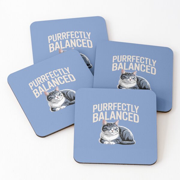 Item preview, Purrfectly Balanced – Gray and White Cat Positive Vibes designed and sold by HolisticFurArt.