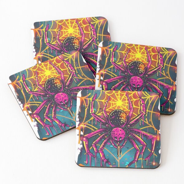 Item preview, Neon Graffiti Spider and Web – Creepy Halloween Art designed and sold by AlexLineArt.