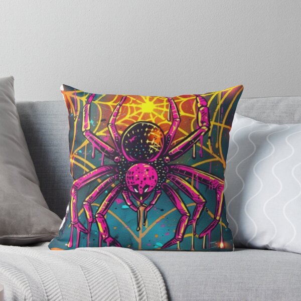 Item preview, Neon Graffiti Spider and Web – Creepy Halloween Art designed and sold by AlexLineArt.