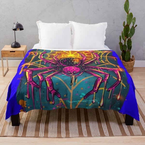 Item preview, Neon Graffiti Spider and Web – Creepy Halloween Art designed and sold by AlexLineArt.