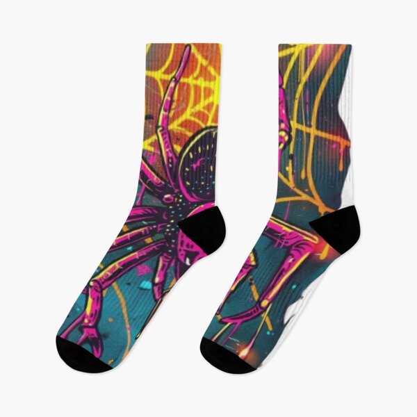 Item preview, Neon Graffiti Spider and Web – Creepy Halloween Art designed and sold by AlexLineArt.