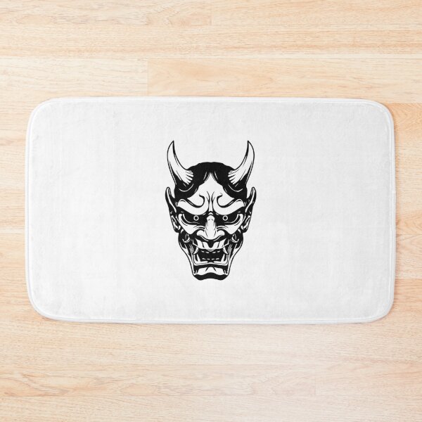 Item preview, Japanese Oni Mask Black Ink Art designed and sold by InkStation24.
