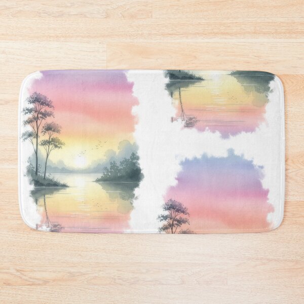 Item preview, Peaceful Watercolor Sunrise at the Lake designed and sold by jhharoon.