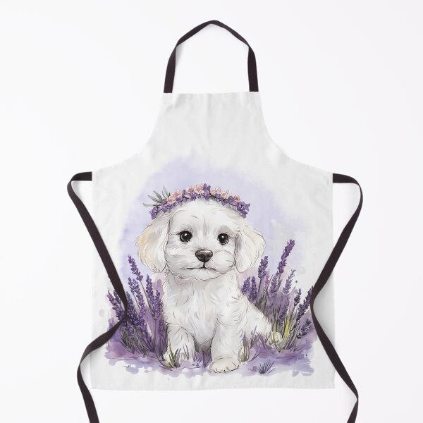Item preview, Lavender Puppy II | White Dog Botanical Illustration designed and sold by Plantinum.