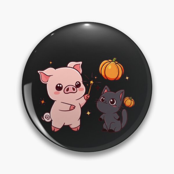 Item preview, Magic Spell Friends – Cute Chibi Pig Witch Casting Spells with Black Cat Kawaii Halloween Design designed and sold by ColorSplash123.