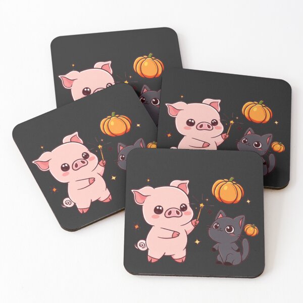 Item preview, Magic Spell Friends – Cute Chibi Pig Witch Casting Spells with Black Cat Kawaii Halloween Design designed and sold by ColorSplash123.