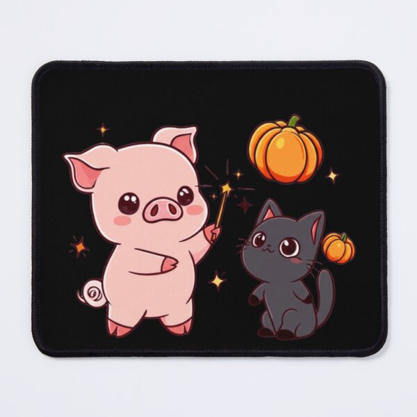 Item preview, Magic Spell Friends – Cute Chibi Pig Witch Casting Spells with Black Cat Kawaii Halloween Design designed and sold by ColorSplash123.