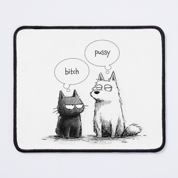 Item preview, Funny Cartoon Cat vs Dog Insult Art Print designed and sold by saucymerch.