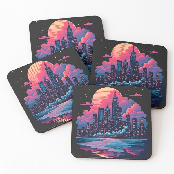 Item preview, Neon Sunset Over Futuristic Cityscape designed and sold by MondeMade.