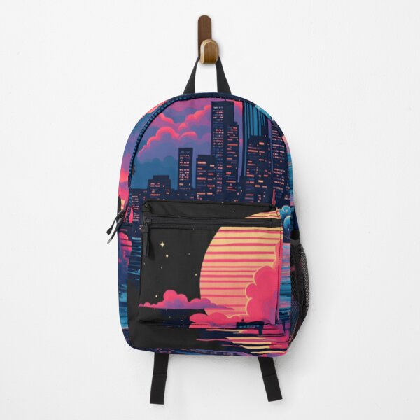 Item preview, Neon Sunset Over Futuristic Cityscape designed and sold by MondeMade.