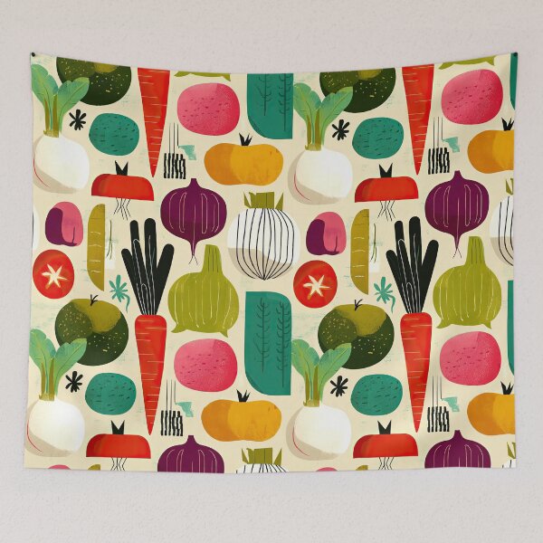 Item preview, Colorful Veggie Pattern– Fun All Over Print with Tomatoes, Carrots & Peppers, Farm Fresh Aesthetic designed and sold by Kybruno's Creations.