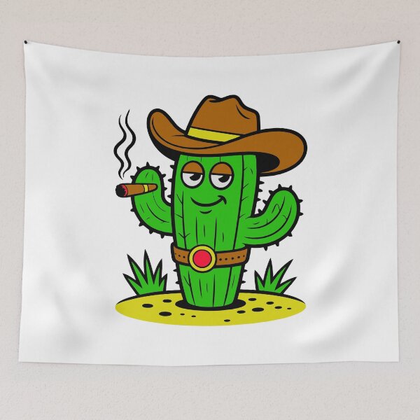 Item preview, Cowboy Cactus Smoking Cigar Funny Western Desert Cartoon Design designed and sold by styleonestaa.