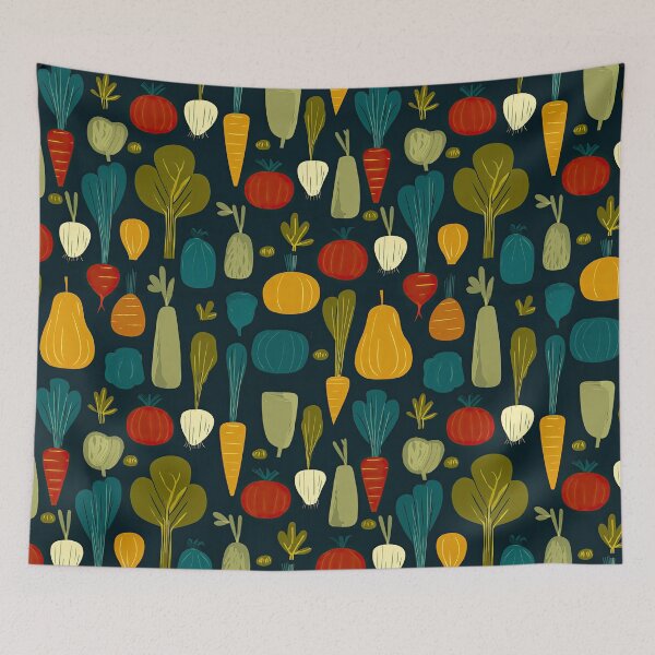 Item preview, Colorful Veggie Pattern– Fun All Over Print with Tomatoes, Carrots & Peppers designed and sold by Kybruno's Creations.