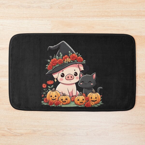 Item preview, Flower Crown Magic – Cute Chibi Pig Witch with Black Cat Kawaii Halloween Design designed and sold by ColorSplash123.